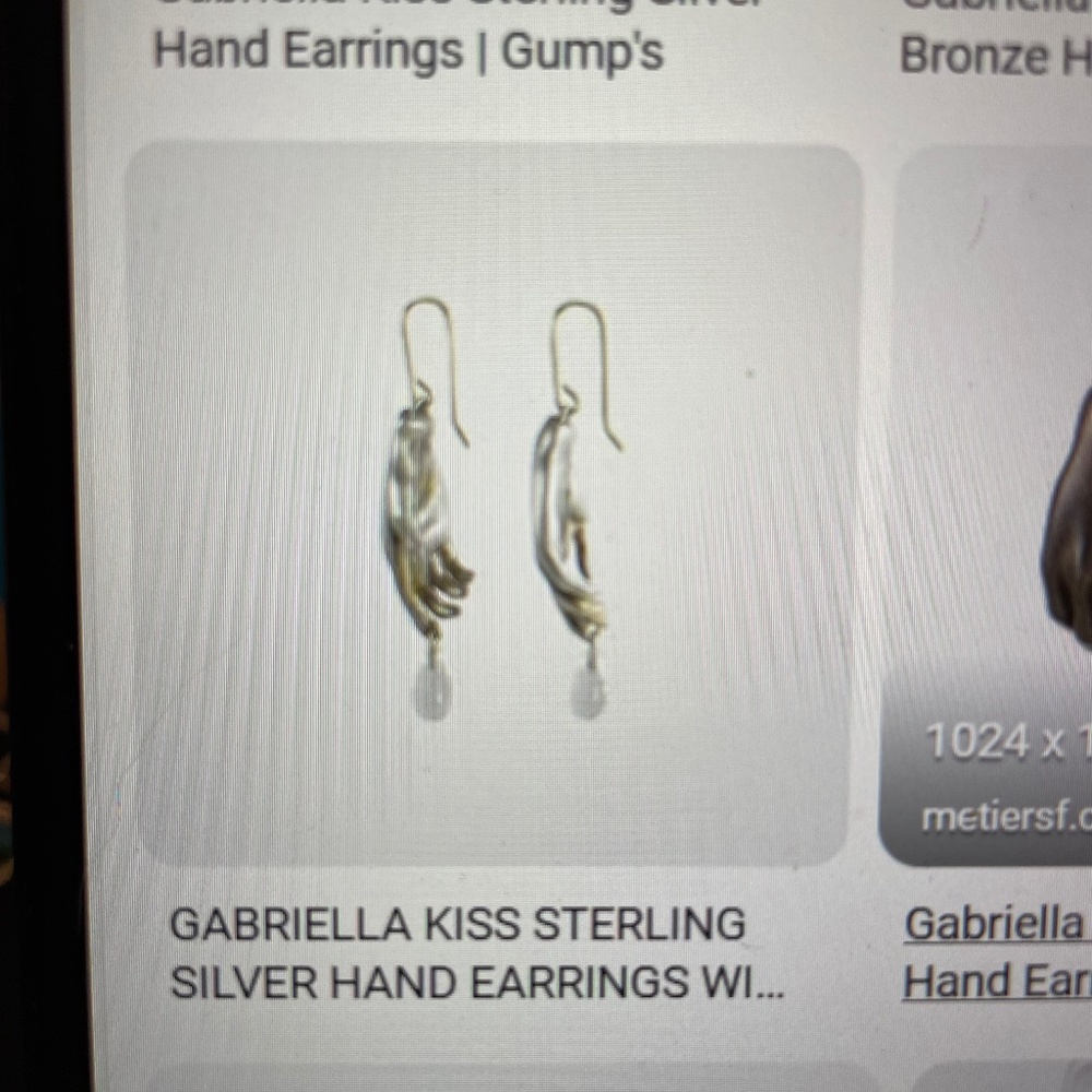 Gabriella Kiss Sterling Silver Hand Earrings with Crystal Drops